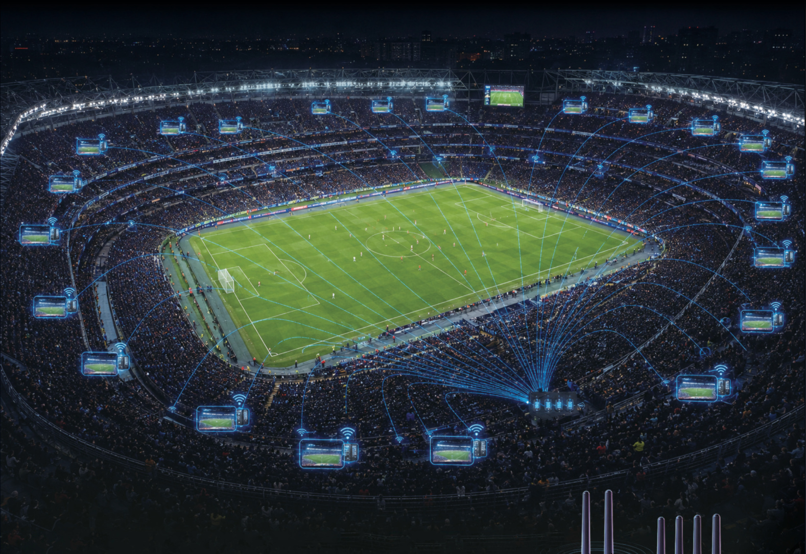 Stadium production environment with many wireless camera links